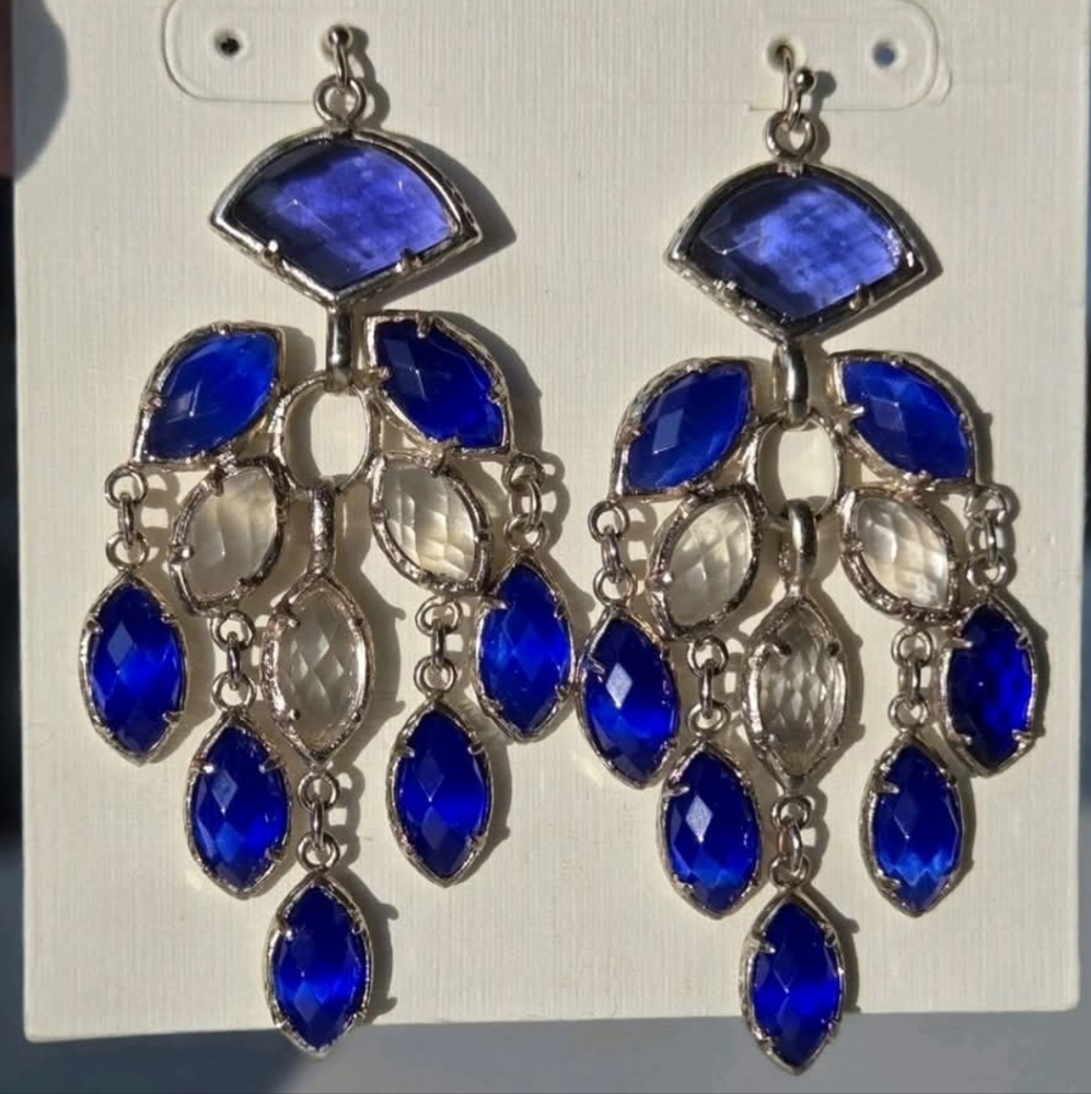 Kedra Scott Vintage Gwen Earrings in Cobalt Blue, Iolite Purple, Lustre Glass